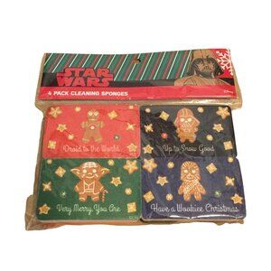 Disney Star Wars 4 Pack Holiday Cleaning Sponges Darth Chewbacca Droid